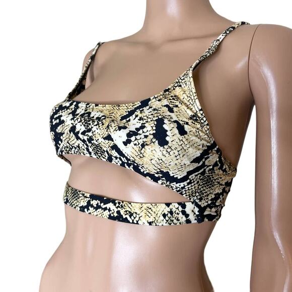 ByOuo bikini top snake skin python animal swim suite top strappy SZ SM padded - Picture 2 of 7